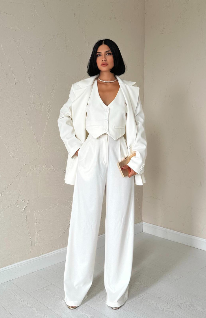 Off-White Classic Jacket, Vest And Trousers Set