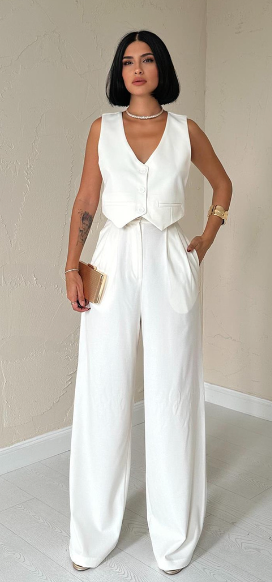 Off-White Classic Jacket, Vest And Trousers Set