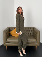 Khaki Striped Three-Piece Set