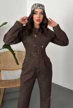 Brown Denim Jumpsuit