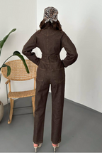 Brown Denim Jumpsuit