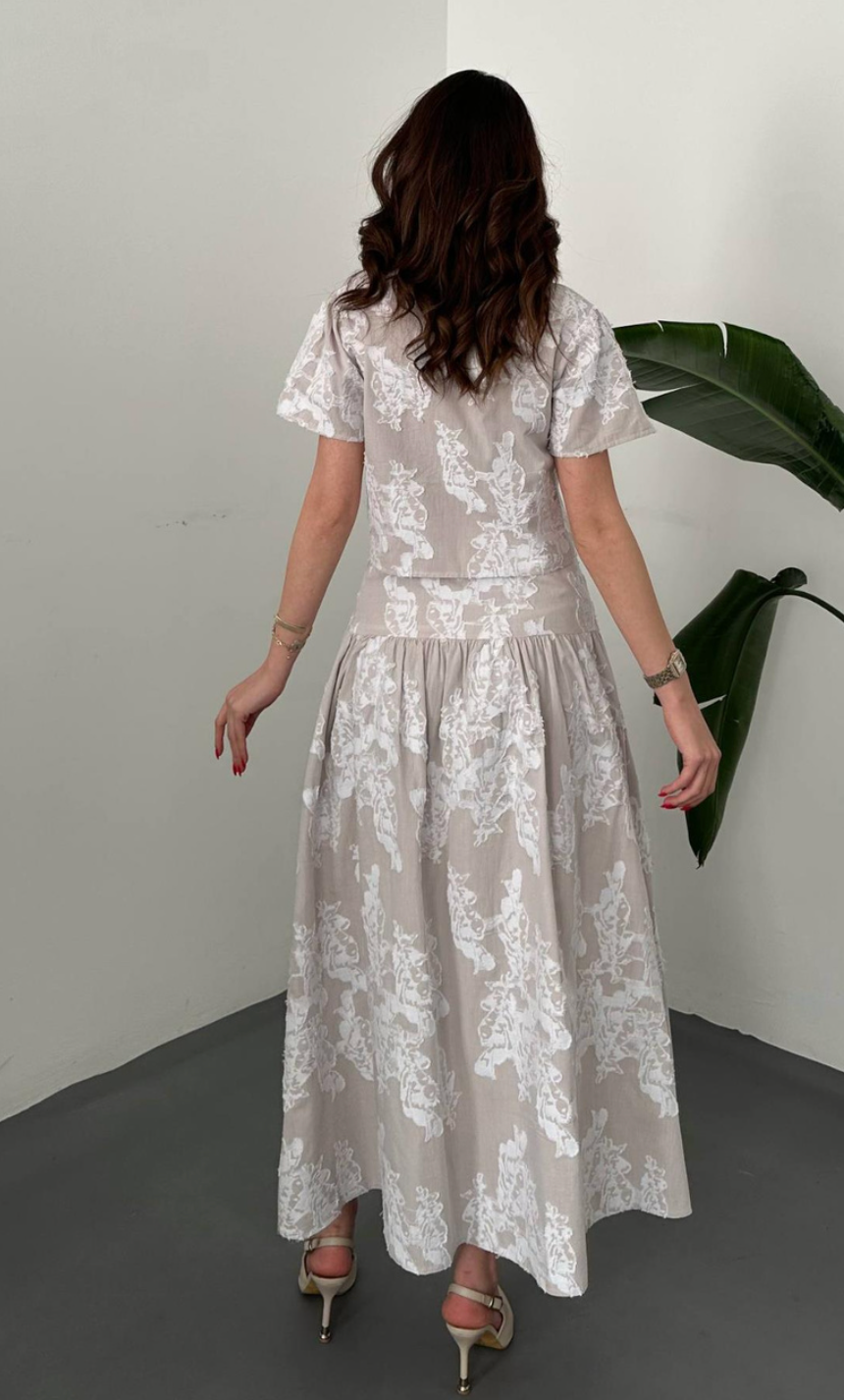 Beige Shirt and corset skirt Set