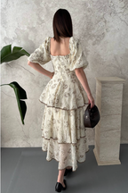 Brown Ruffled Layered Dress