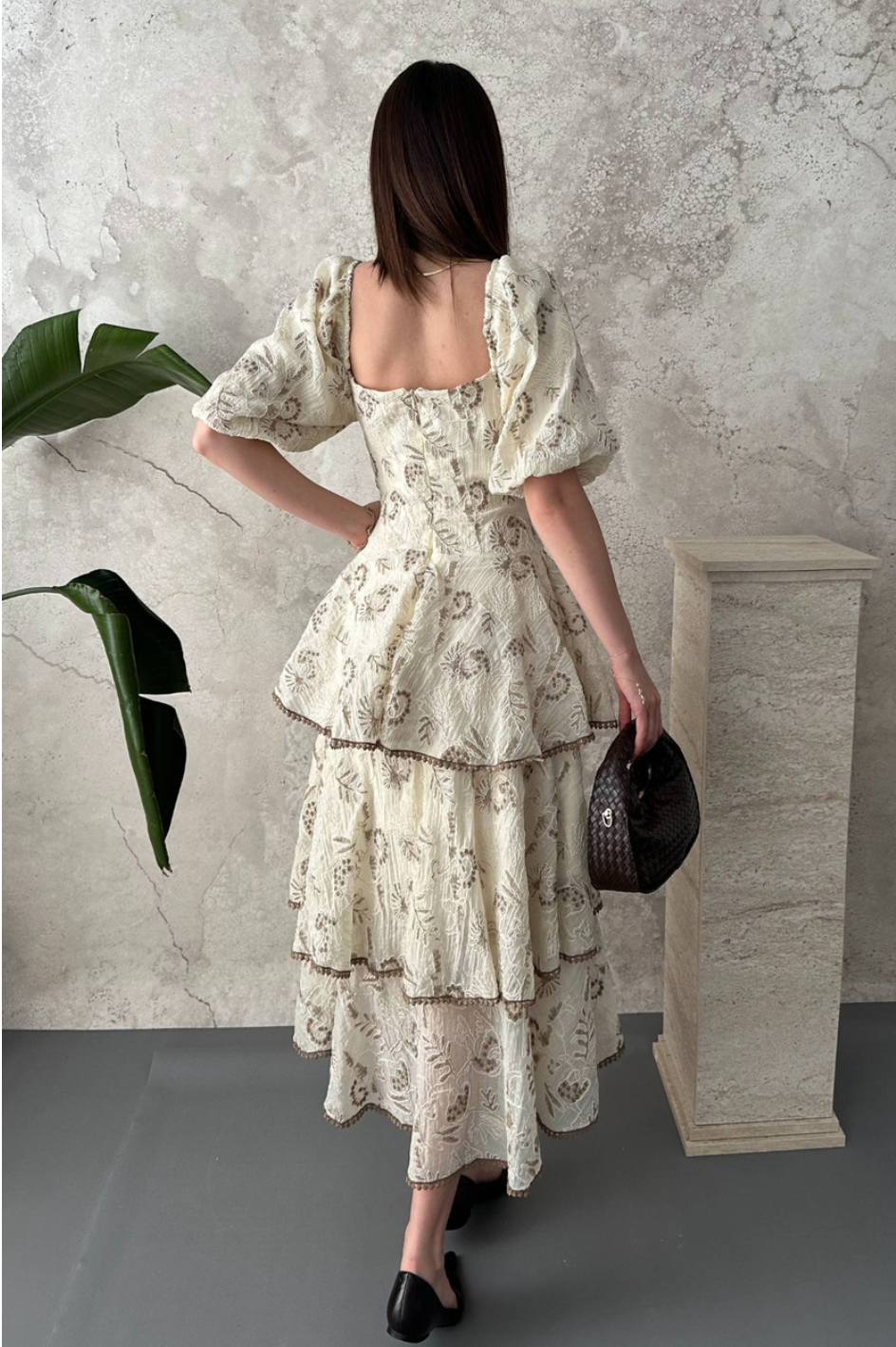 Brown Ruffled Layered Dress
